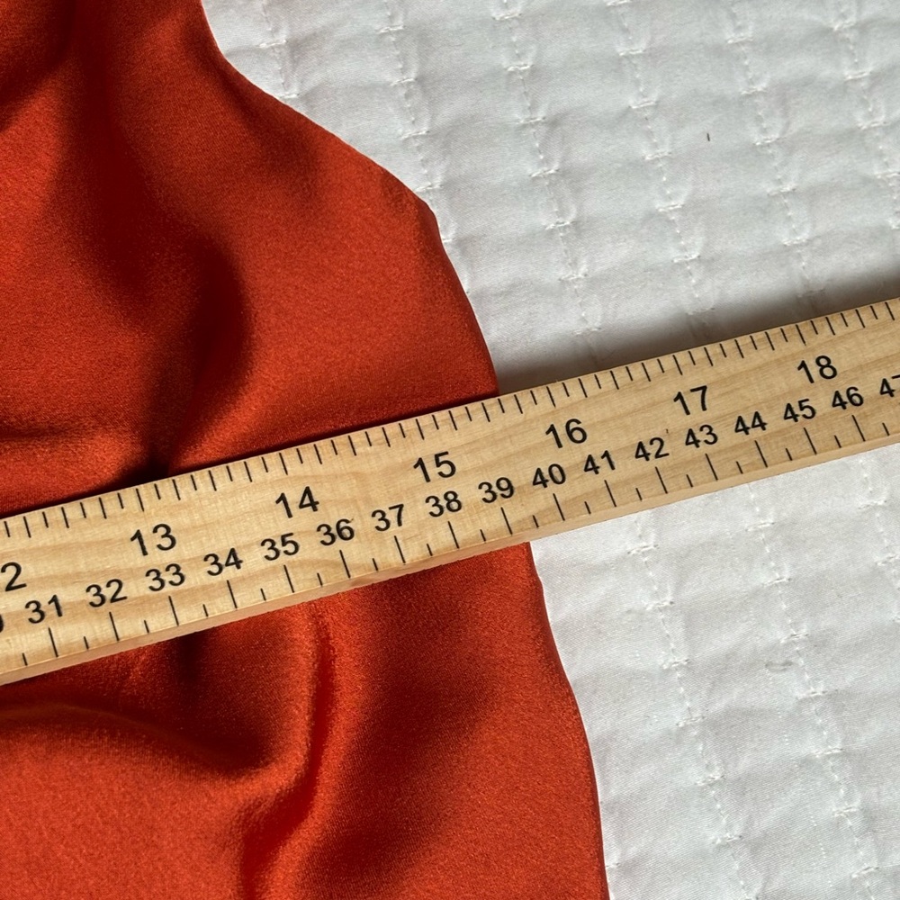 Show Me Your Mumu Silk Look Slip Dress L Orange Satin Cowl Neck Midi StrappyBack - Picture 9 of 13